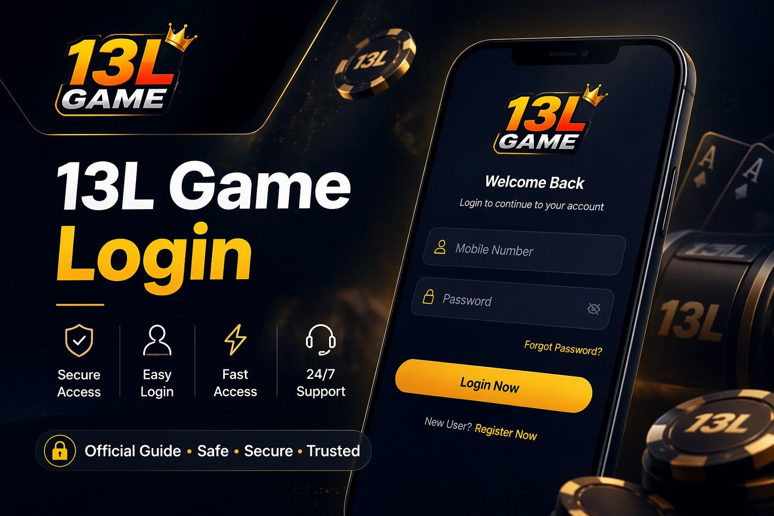 13L Game login banner showing official sign in access page